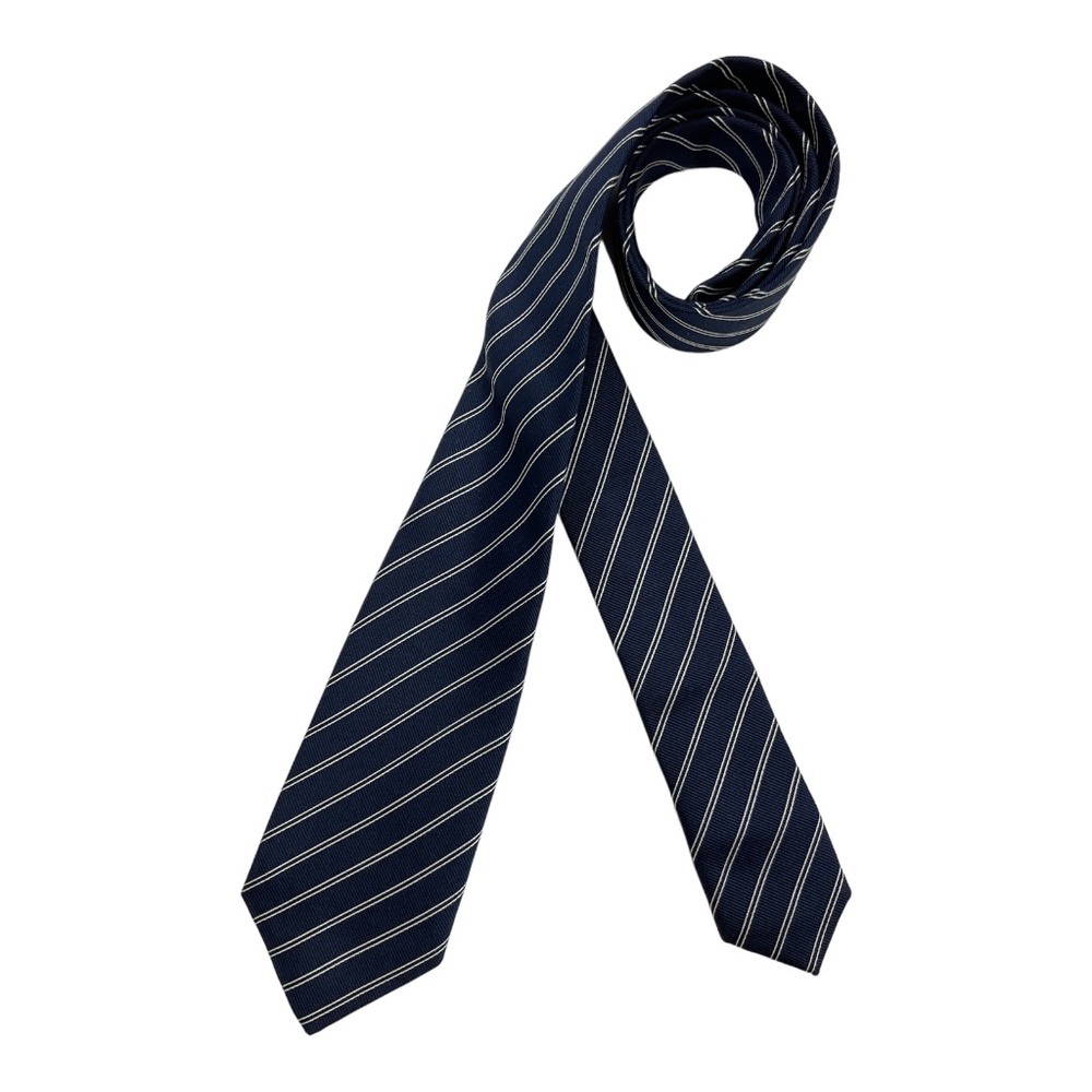 RALPH LAUREN BLACK LABEL Navy Striped Silk LUXURY Tie HANDMADE ITALY